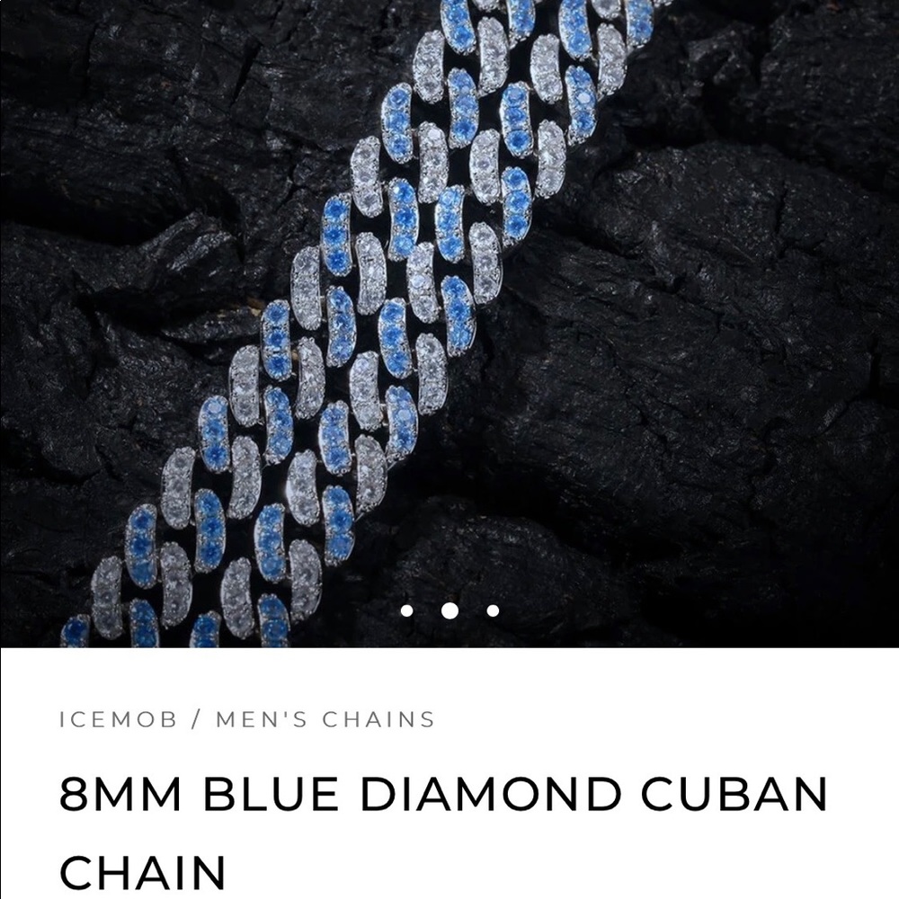 8mm Ice Mob Blue Diamond Cuban Link Chain